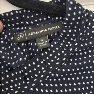 Adrianna Papell Dark Blue Polka Dot Top